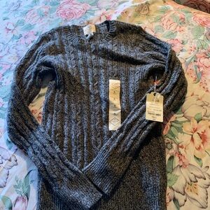 NWT St John’s Bay Men's Gray Cable Knit Sweater Size Small